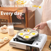 Juvenixs Nonstick 4-Cup Egg Frying Pan with Bakelite Handle & Silicone Strip - Perfect for Breakfast Pancakes & More - Aluminum Cookware for Gas & Induction Stoves - Image 2