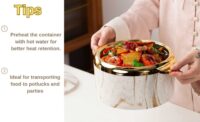 Juvenixs Marble Pattern Insulated Food Warmer Set - 3-Piece Stainless Steel Casserole Dish with Lids, Keeps Food Warm or Cold Thermal - Image 9