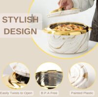 Juvenixs Marble Pattern Insulated Food Warmer Set - 3-Piece Stainless Steel Casserole Dish with Lids, Keeps Food Warm or Cold Thermal - Image 8