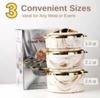 Juvenixs Marble Pattern Insulated Food Warmer Set - 3-Piece Stainless Steel Casserole Dish with Lids, Keeps Food Warm or Cold Thermal - Image 4