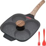 Juvenixs Nonstick Egg Pan  – Perfect Skillet for Eggs, Includes Bonus Brush & Spatula Cookware Frying household kitchen cookware