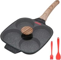 Juvenixs Nonstick Egg Pan  – Perfect Skillet for Eggs, Includes Bonus Brush & Spatula Cookware Frying household kitchen cookware
