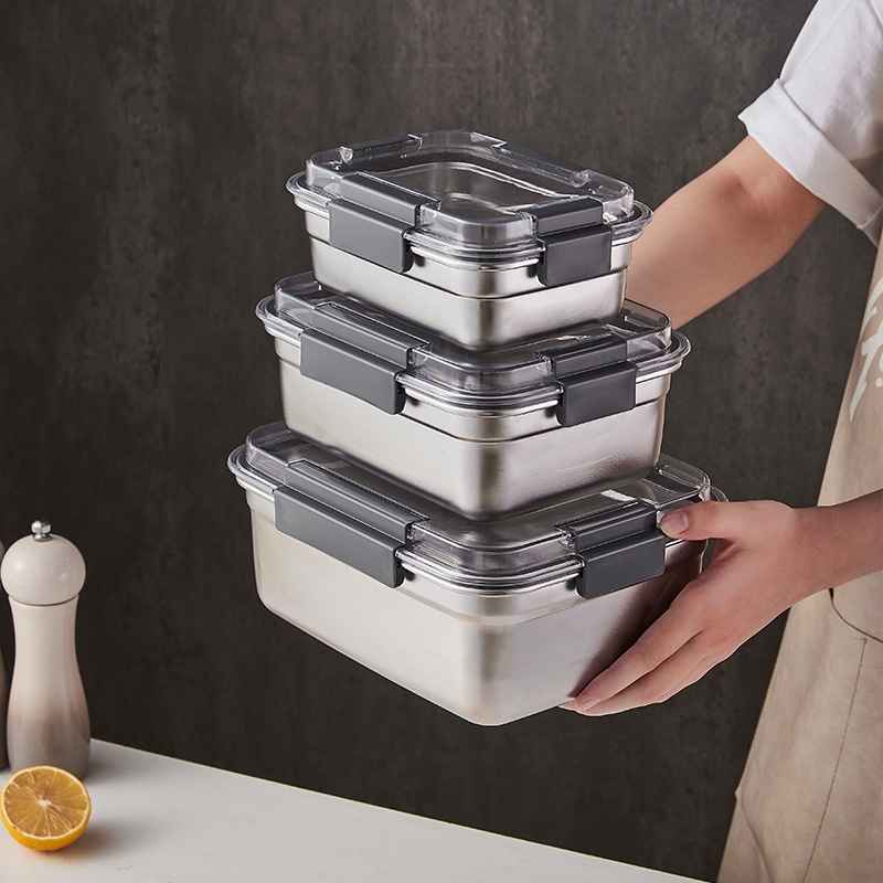 Juvenixs Convenient Stainless Steel Antibacterial Fresh-Keeper – Refrigerator Storage Box for Fruits & Vegetables